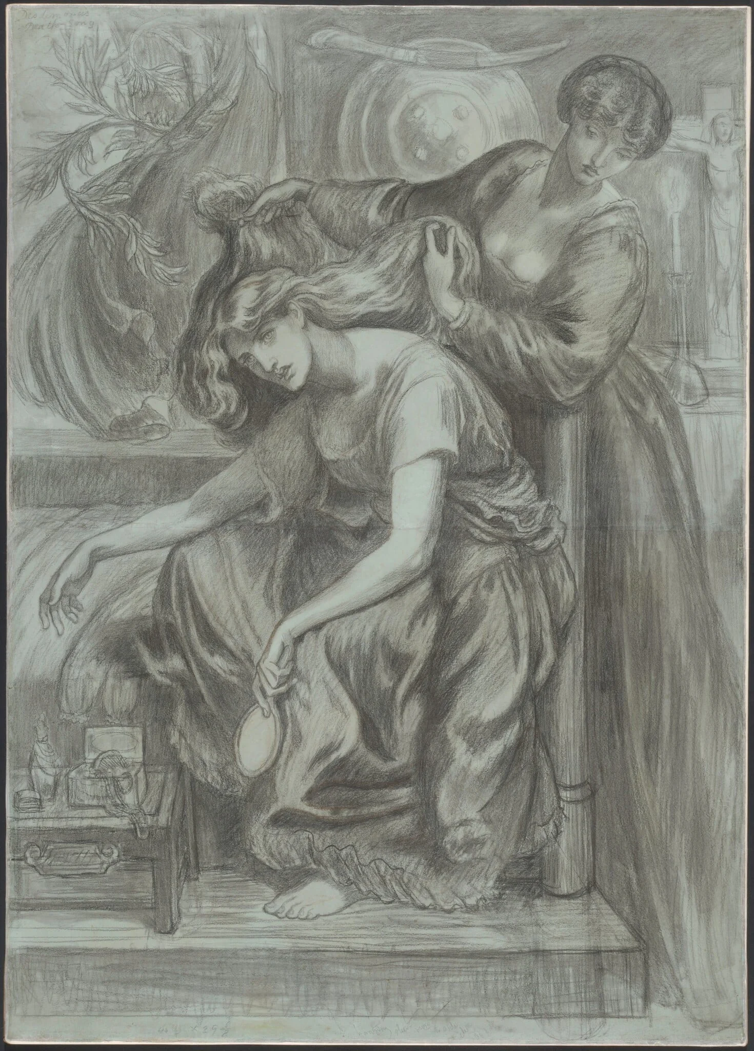 Desdemona's Death-Song, by Dante Gabriel Rossetti, chalk, 1879