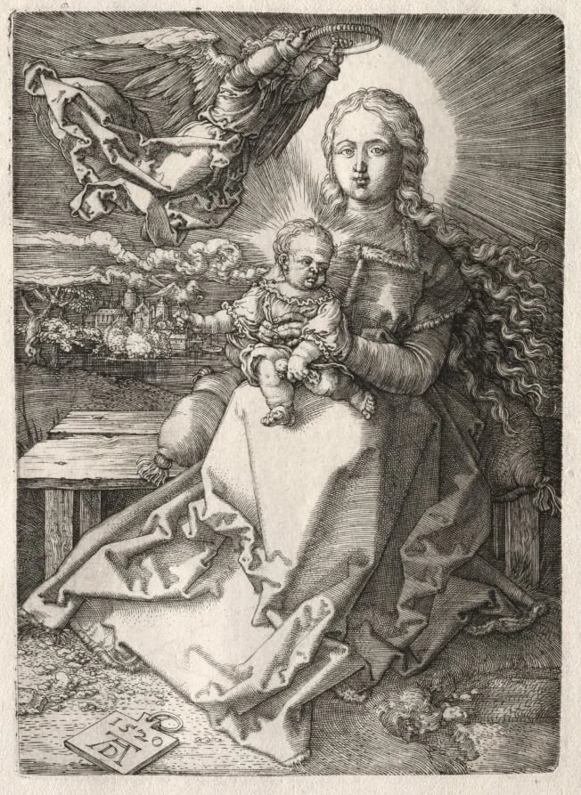 Virgin Crowned by an Angel, by Albrecht Dürer, 1520