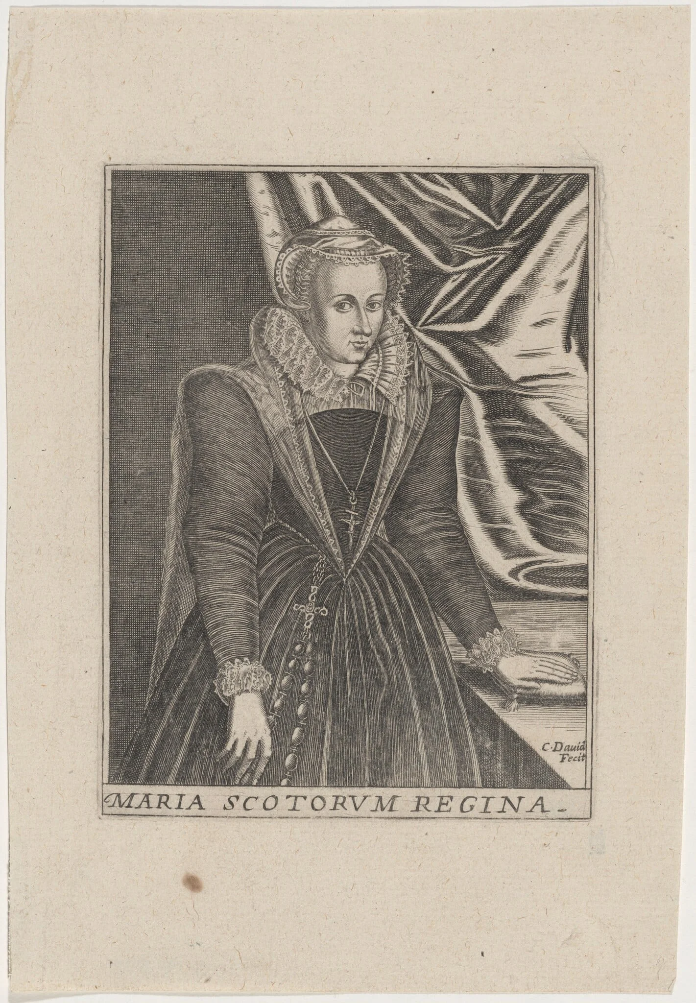 Mary, Queen of Scots, by Charles David, ink, 1619