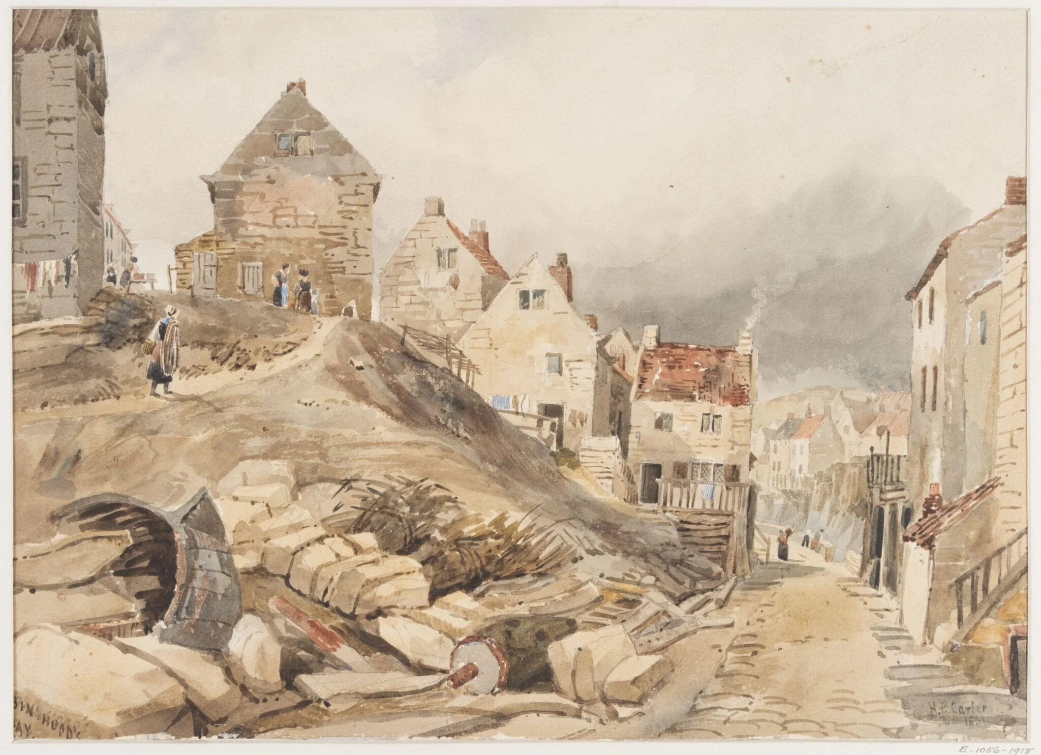 Street Scene, Robin Hood's Bay, by Henry Barlow Carter, watercolor, 1831