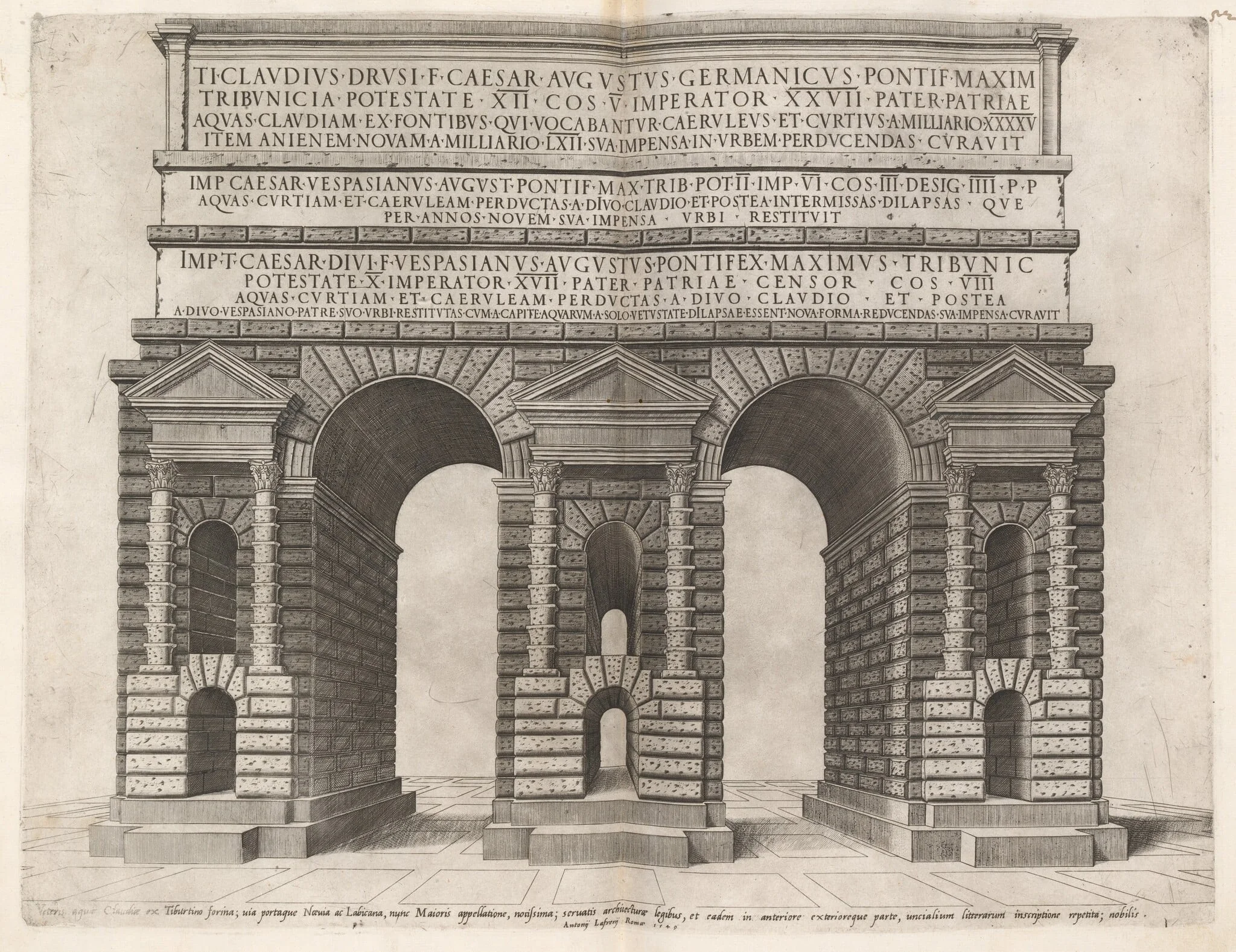 Arch of the Claudian Aqueduct, by Italian 16th Century, ink, 1549