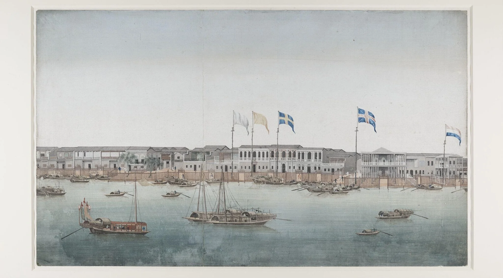 a view of the Canton waterfront, by Unknown, paint, 1781