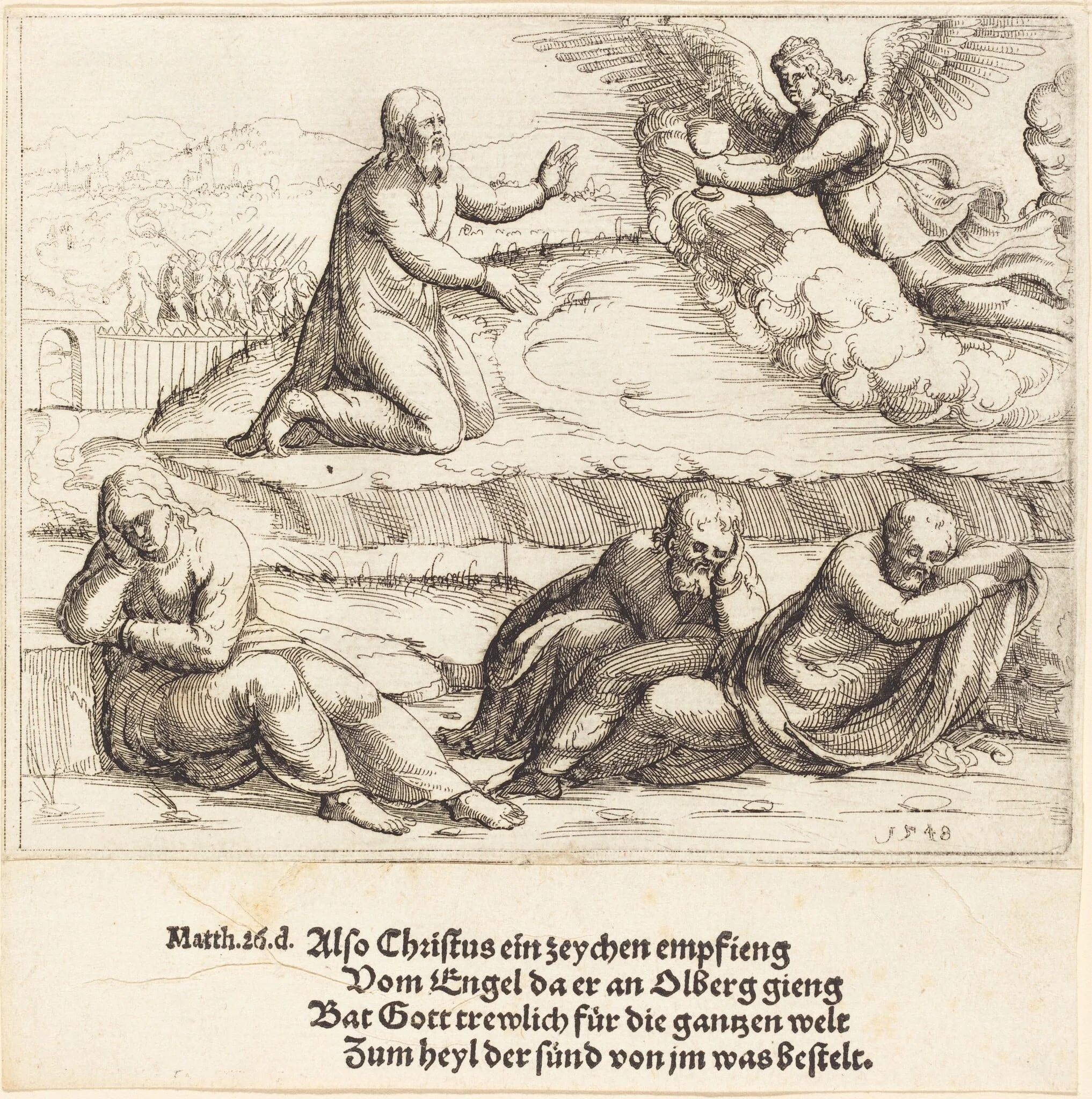 The Agony in the Garden, by Augustin Hirschvogel, ink, 1548