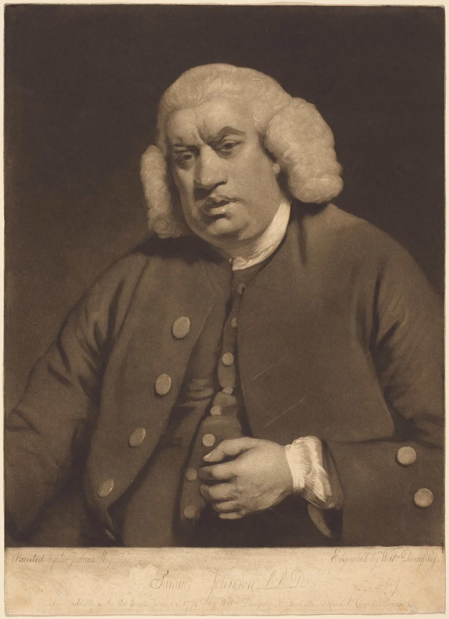Samuel Johnson, by William Doughty, ink, 1779