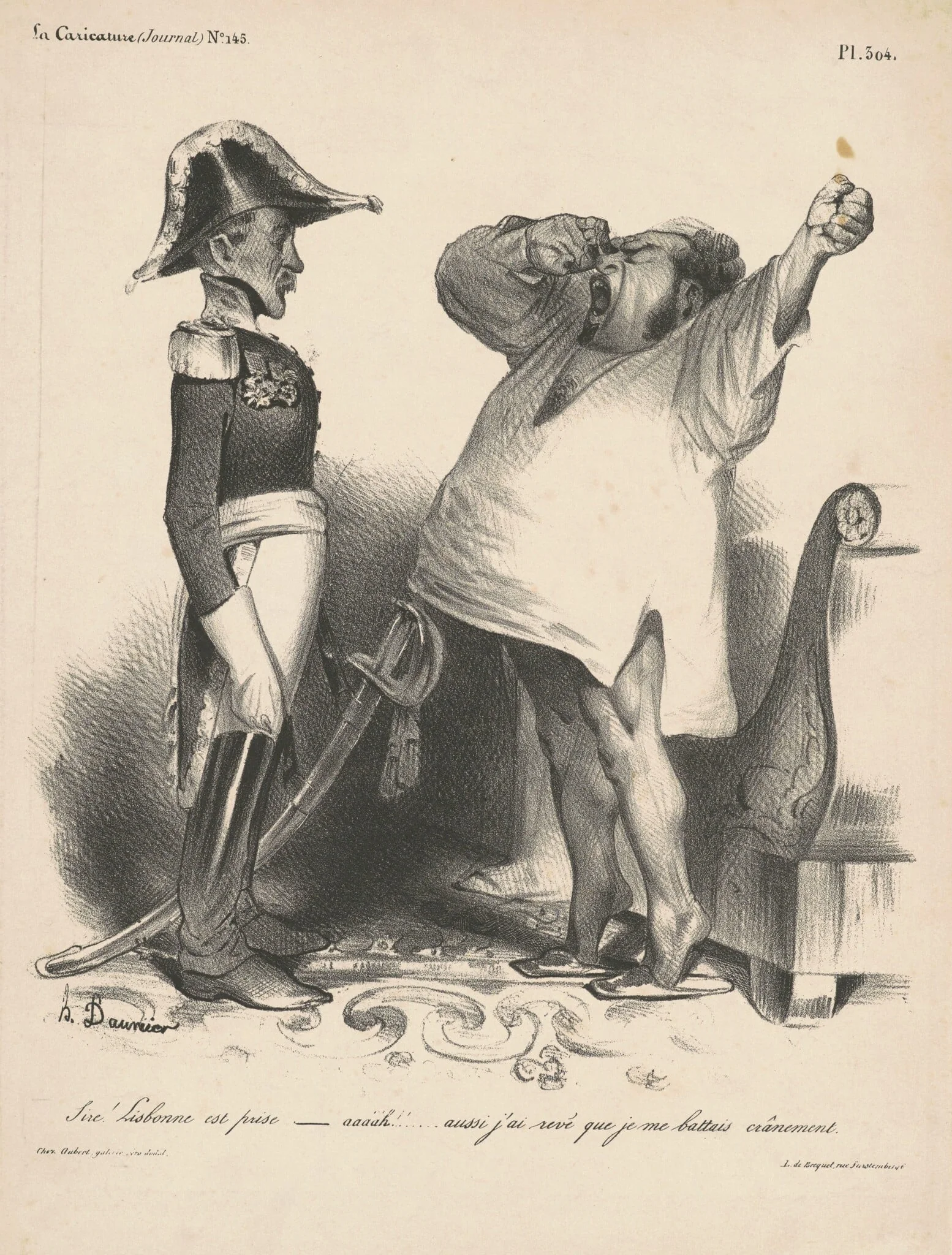 Sire! Lisbonne est prise... (Sire! Lisbon has been captured...), by Honoré Daumier, ink, 1833