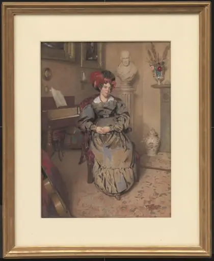 Portrait of a lady seated in an armchair