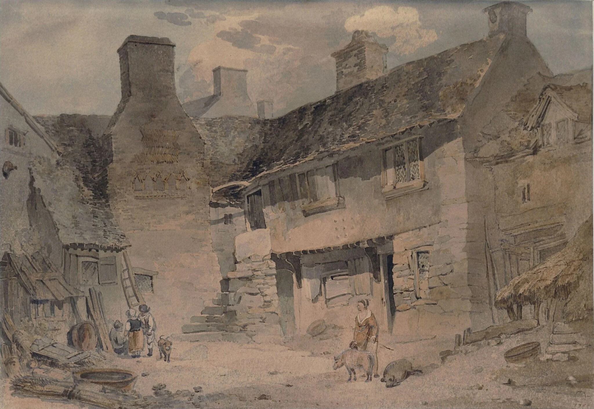 Owen Glendower's Parliament House, Dolgellau, by Munn, watercolor, 1850