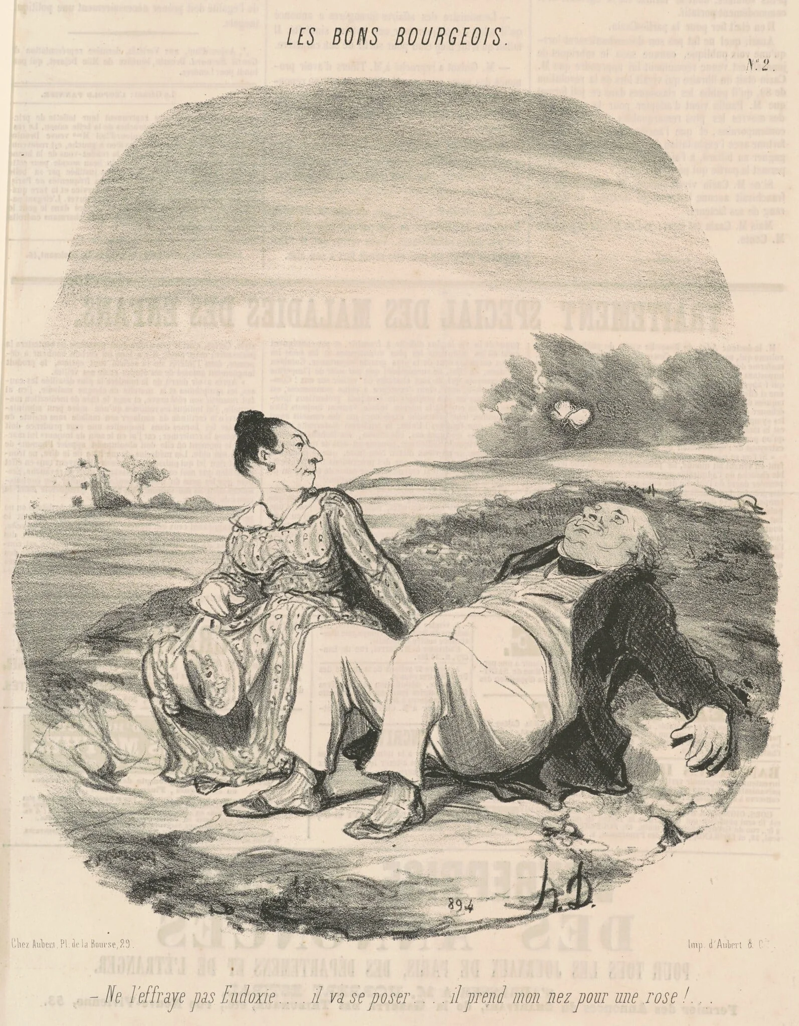 Ne l'effraye pas Eudoxie..., by Honoré Daumier, ink, 1846
