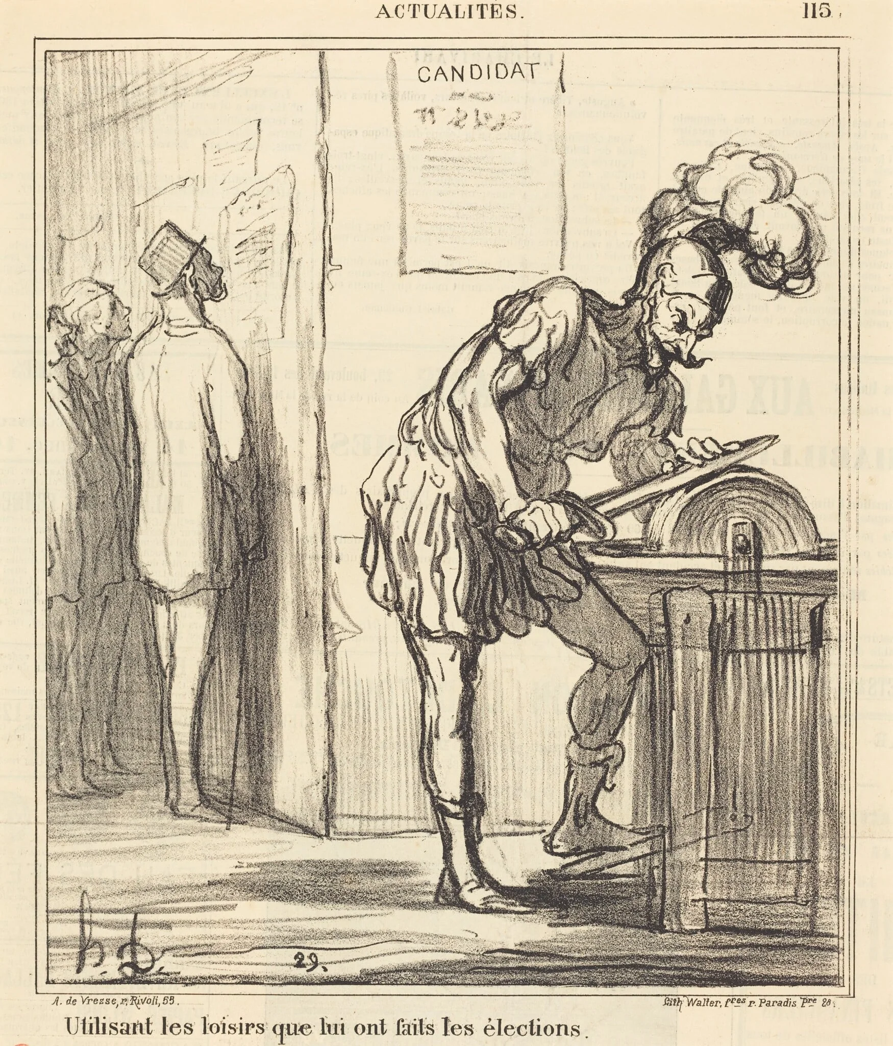 Utilisant les loisirs..., by Honoré Daumier, ink, 1869