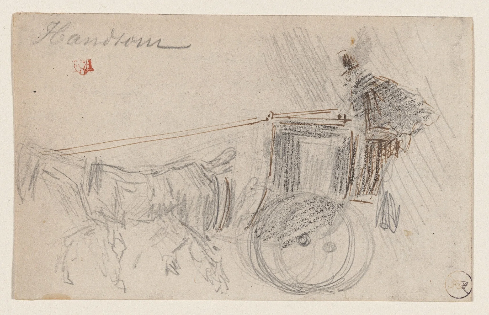 The Cab, by Félix-Hilaire Buhot, graphite, 1872