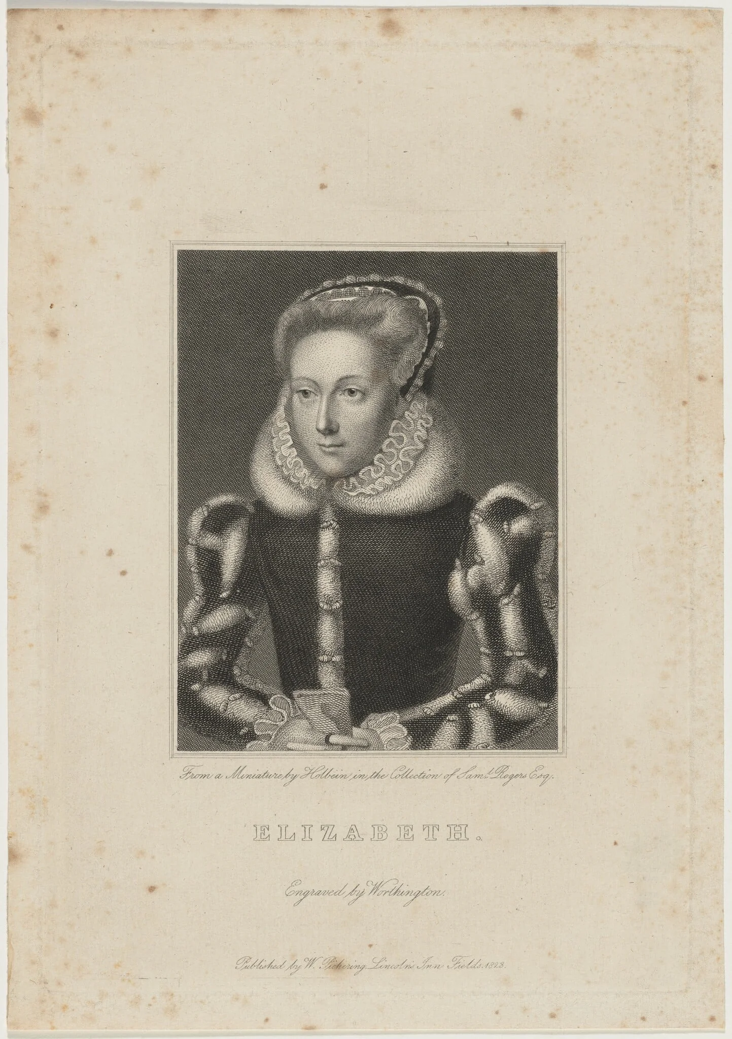 Elizabeth, by William Henry Worthington, ink, 1823