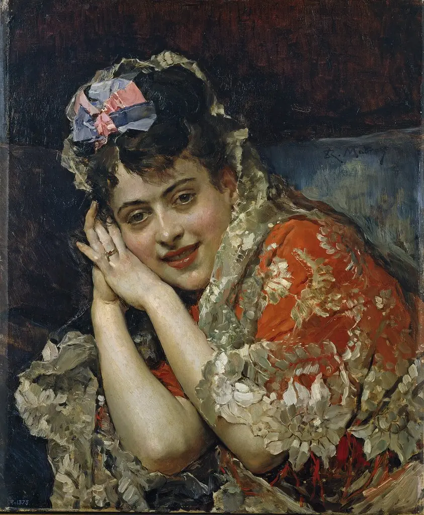 Aline Masson, with a White Mantilla