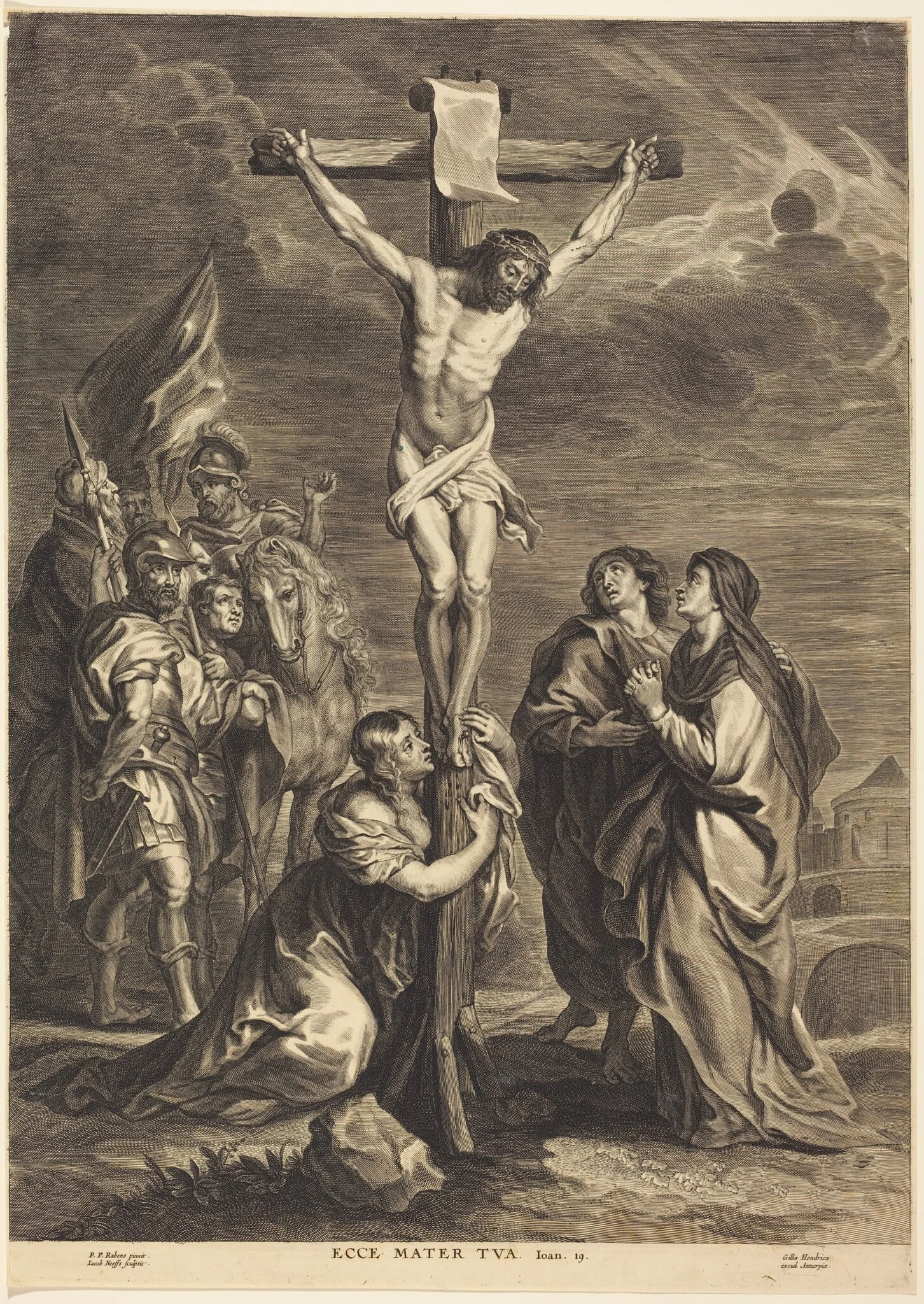 Christ on the Cross, by Jacobus Neeffs, ink, 1650