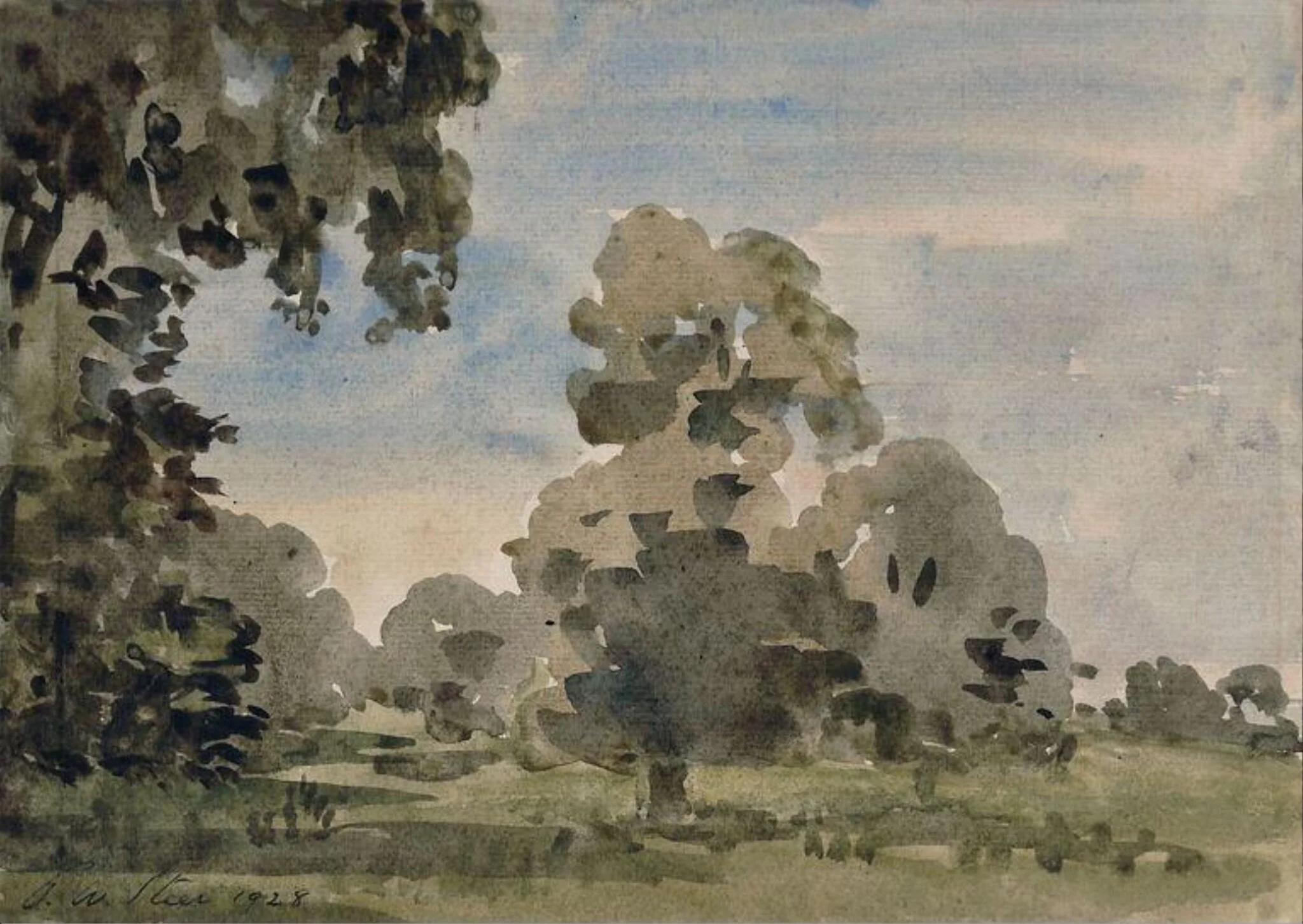 A Park Scene in Suffolk, by Philip Wilson Steer, watercolor, 1880
