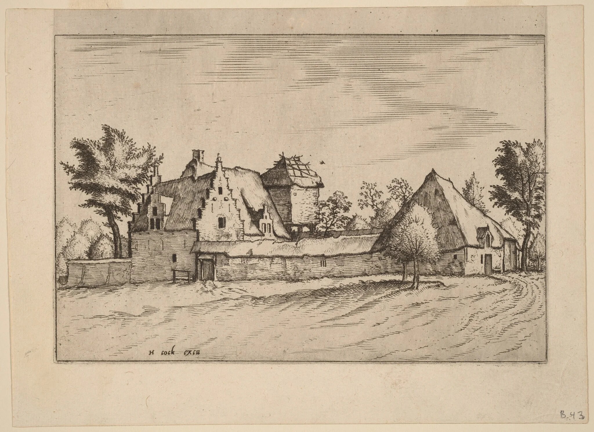 Farms in a Court, by Lucas van Doetechum, ink, 1560
