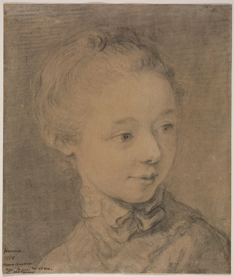 Head of a Young Girl Turning toward the Right, by François-Hubert Drouais, 1758