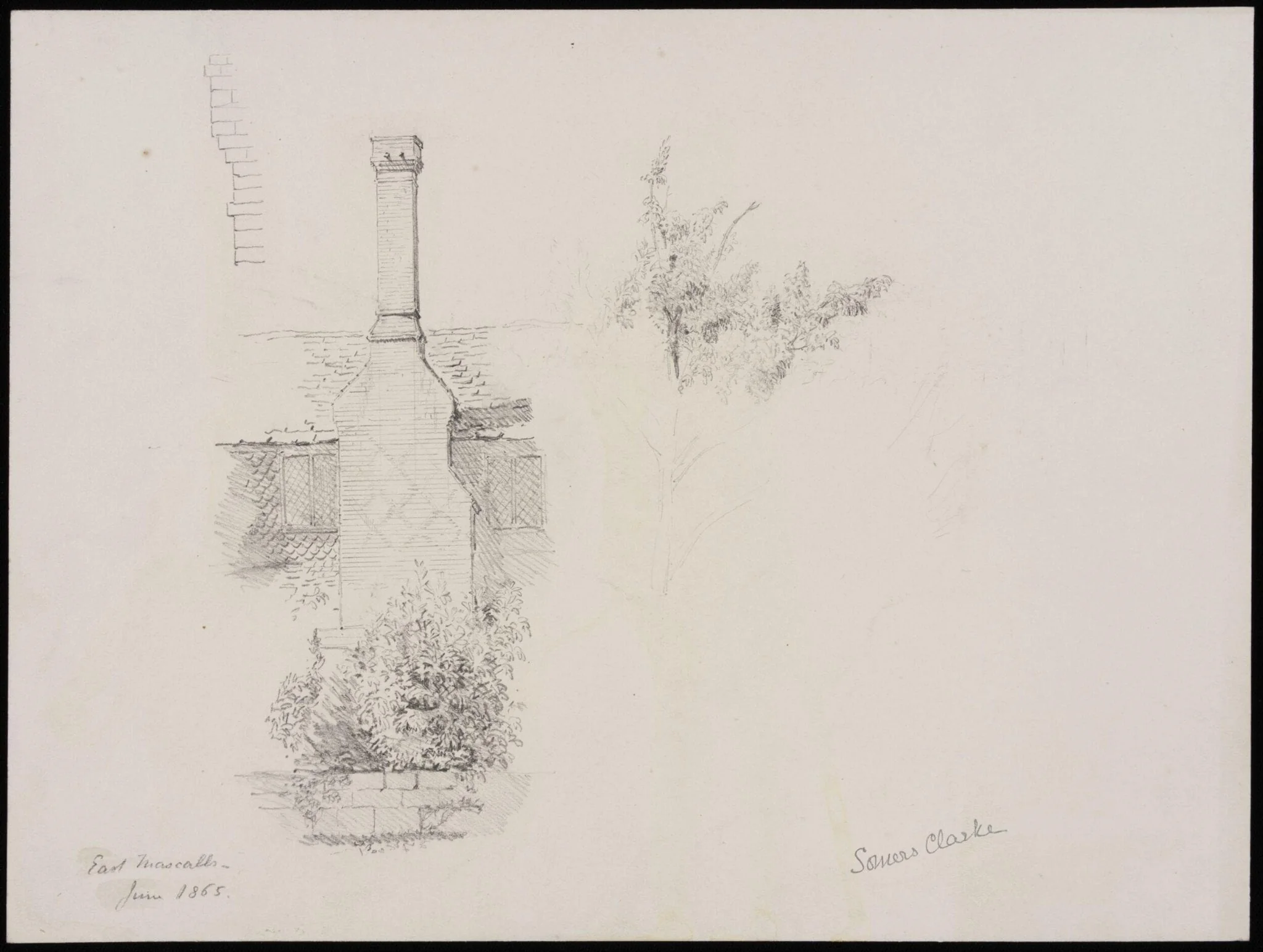 Sketch of part of old house, East Mascalls, by Somers Clarke, 1865