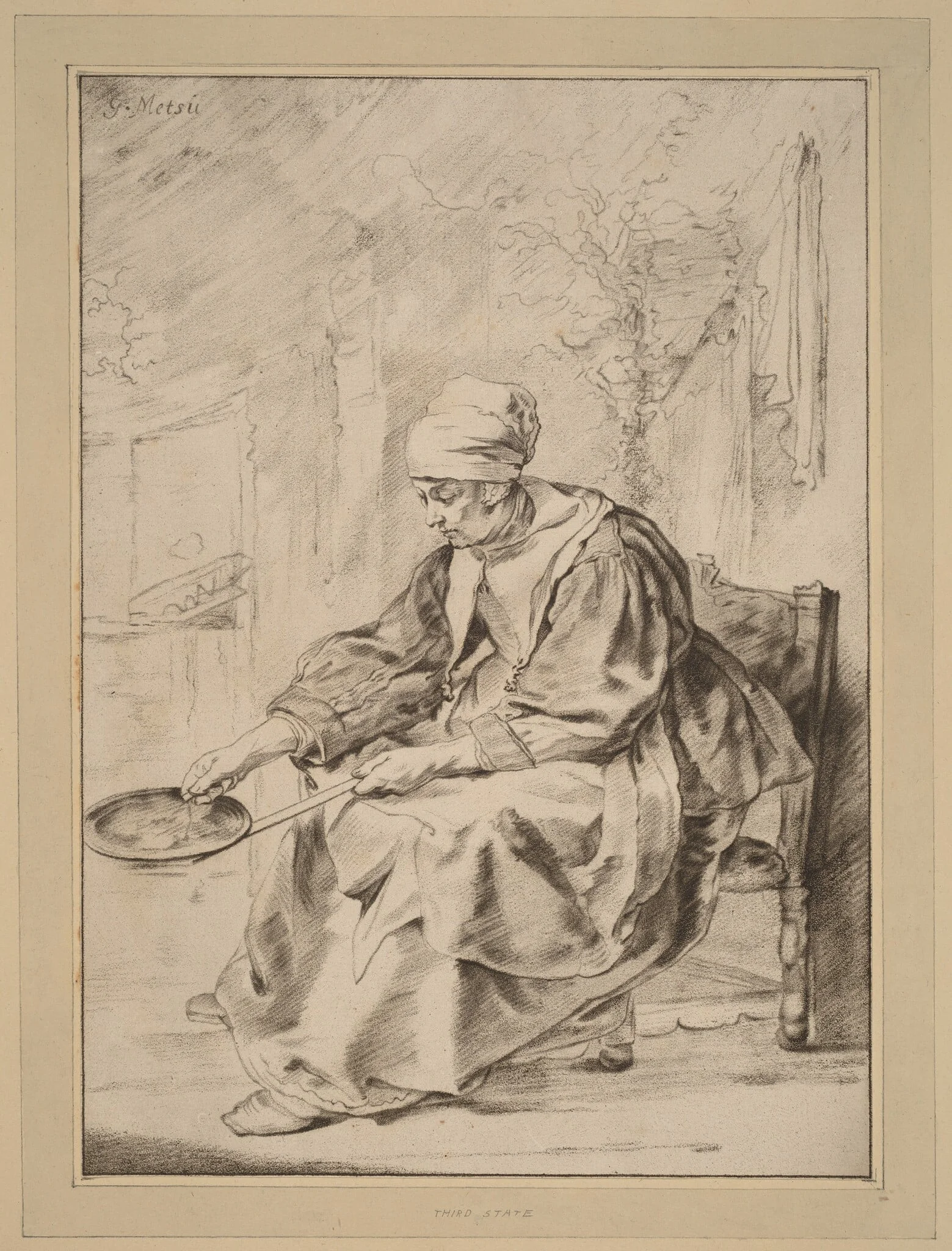 Pancake Woman, by Jacobus Buys, chalk, 1768