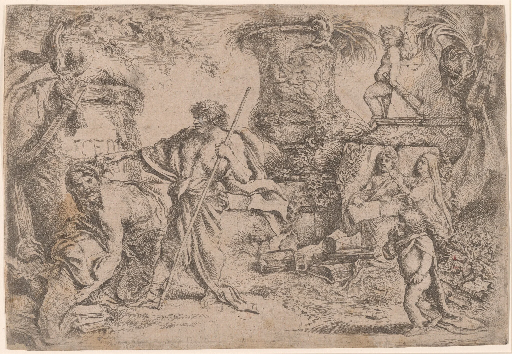 Temporalis Aeternitas [Second Version], by Giovanni Benedetto Castiglione, ink, 1655