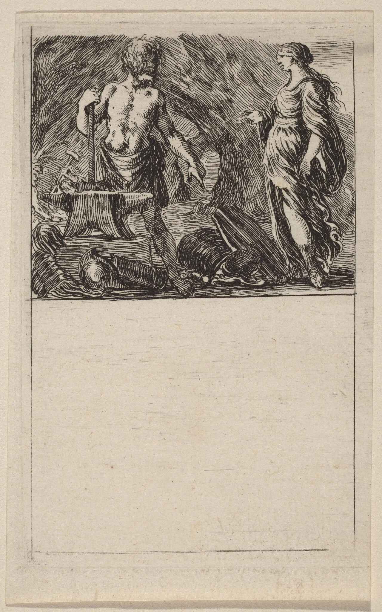 Vulcan and Thetis, by Stefano Della Bella, ink, 1644