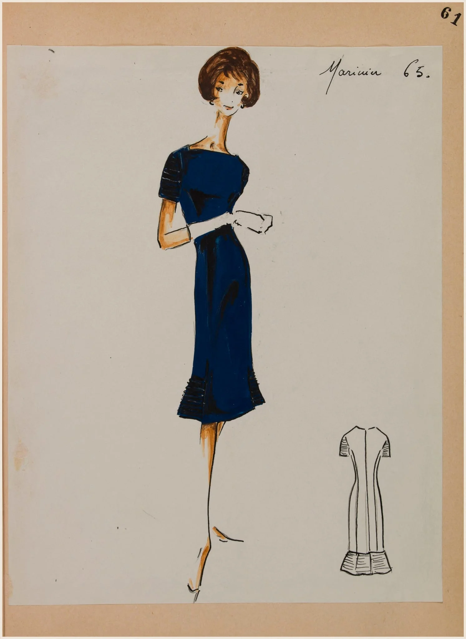 Recueil de 160 dessins (croquis de modèles) pour la collection  printemps/été 1961., by Marie-Louise Carven, 1961