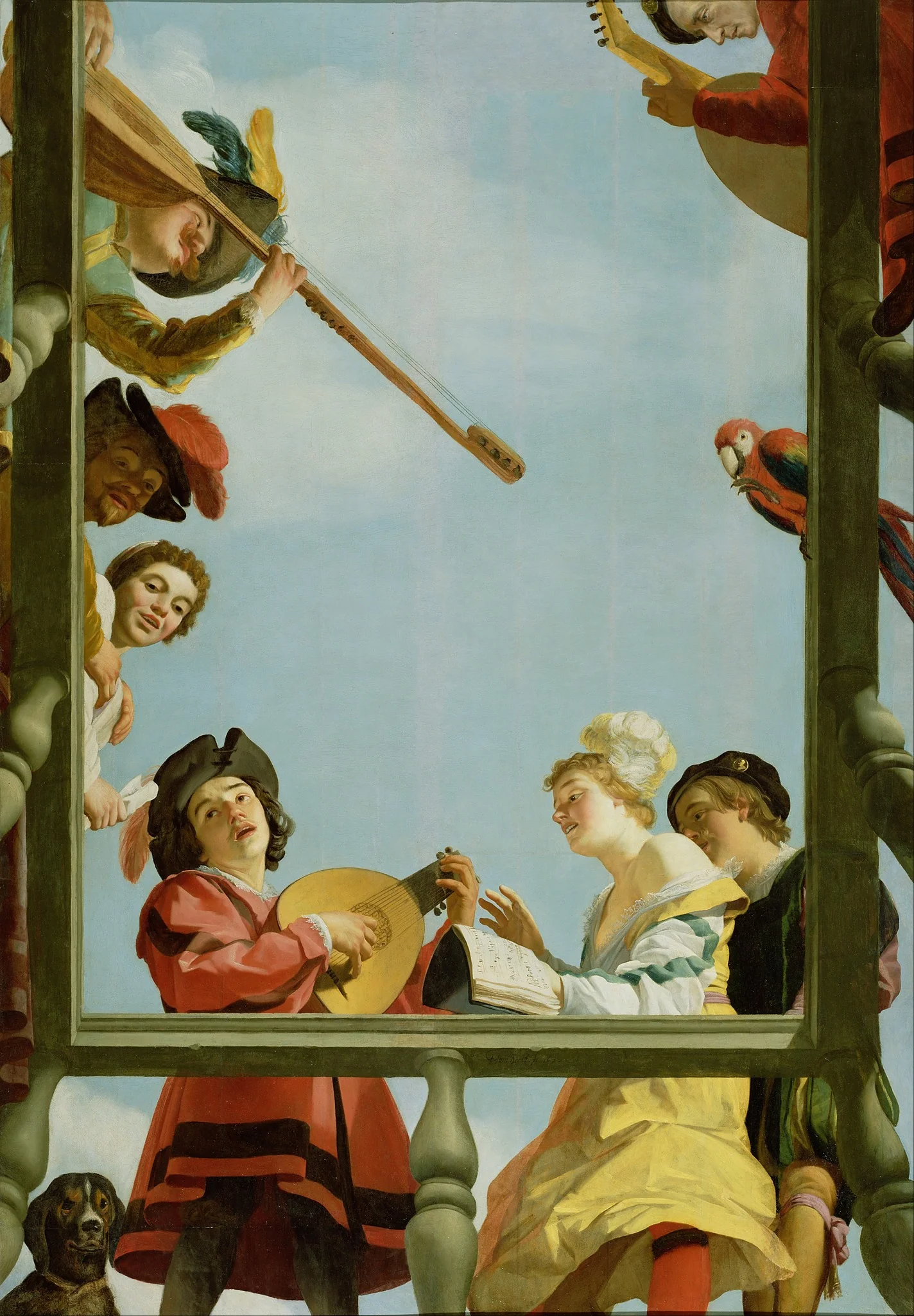 Musical Group on a Balcony, by Gerard van Honthorst, oil, 1622