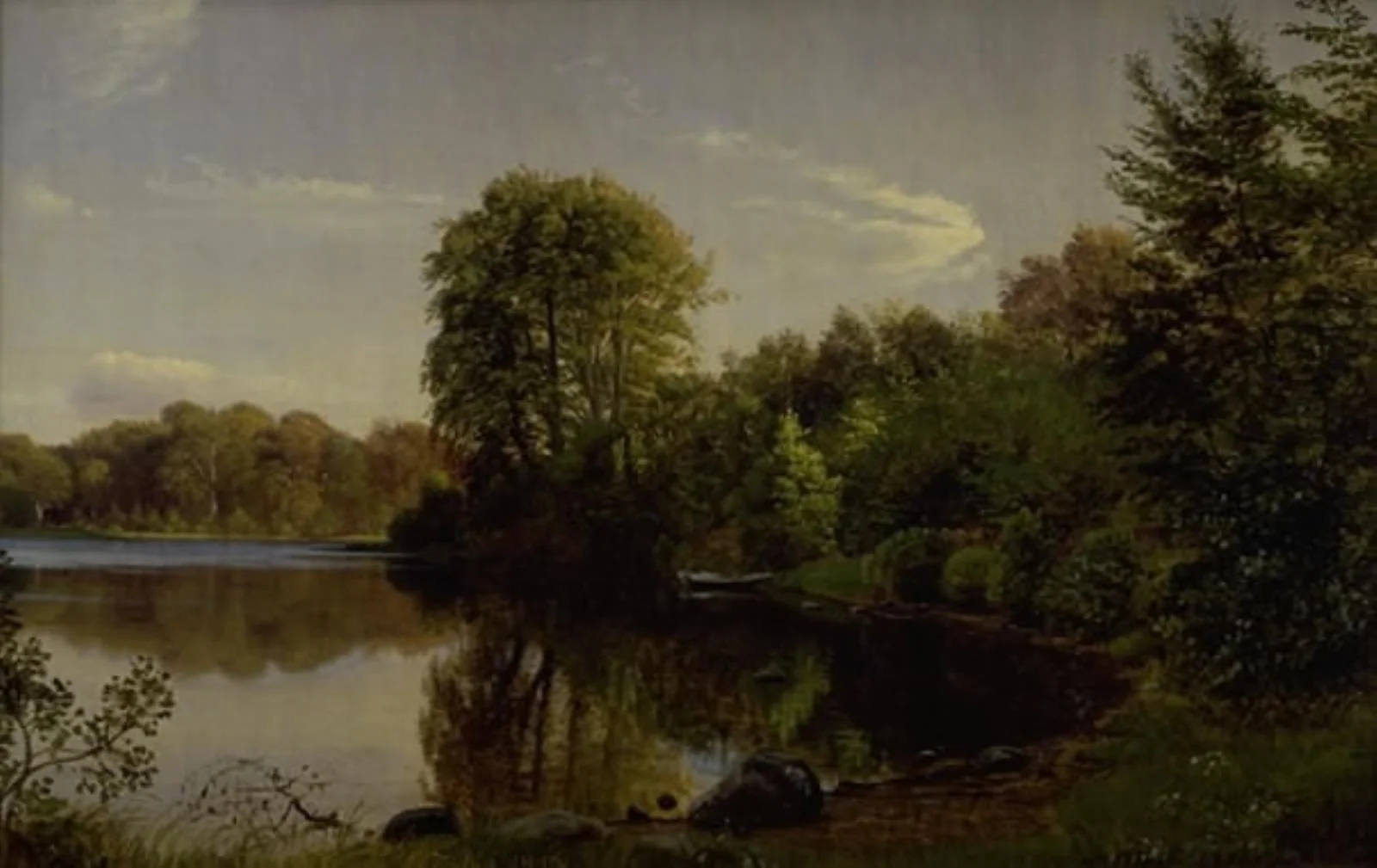 Aften ved Bondedammen i Hellebæk, by Unknown, 1858