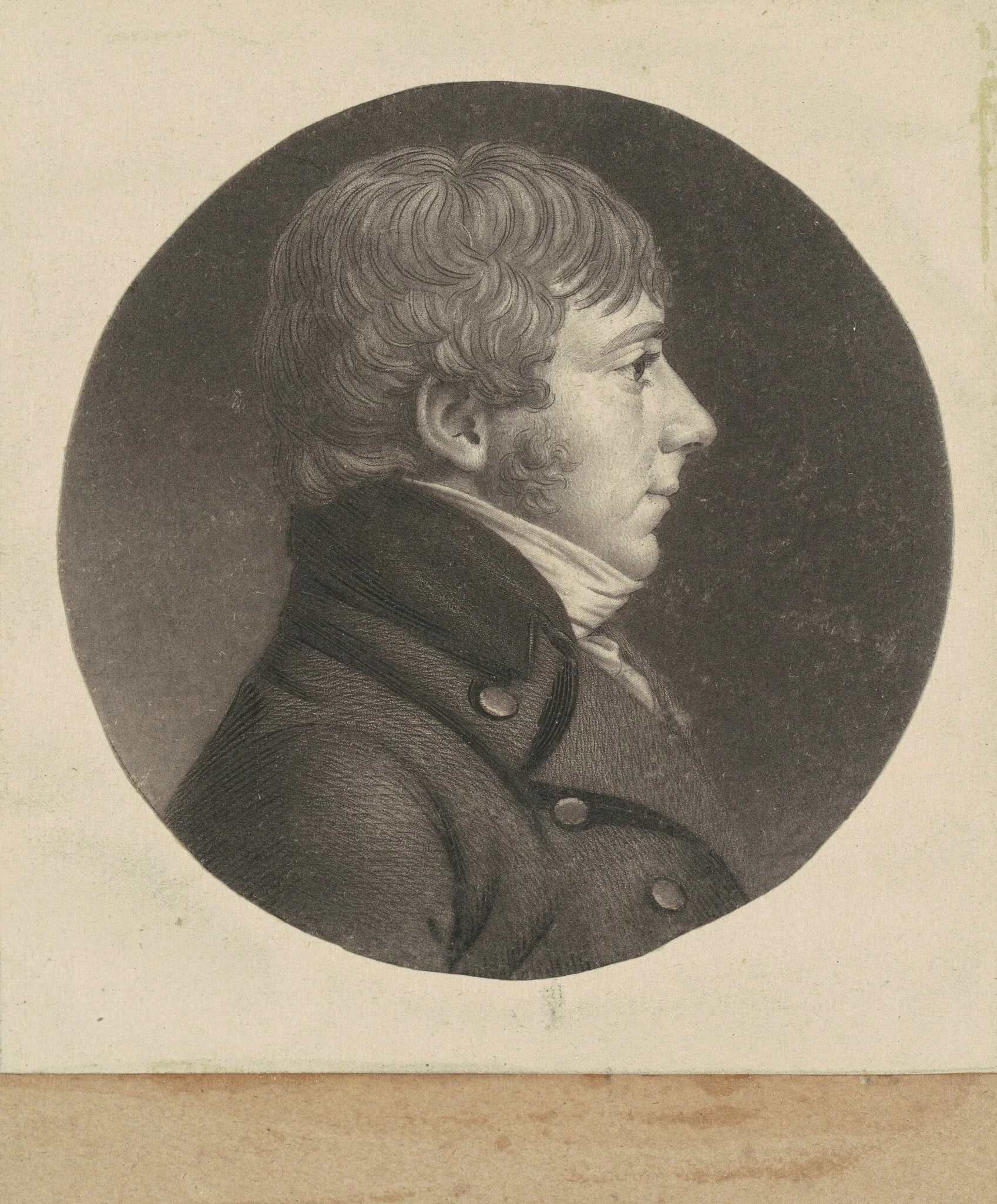 Unidentified Man, by Charles Balthazar Julien Févret de Saint-Mémin, ink, 1800