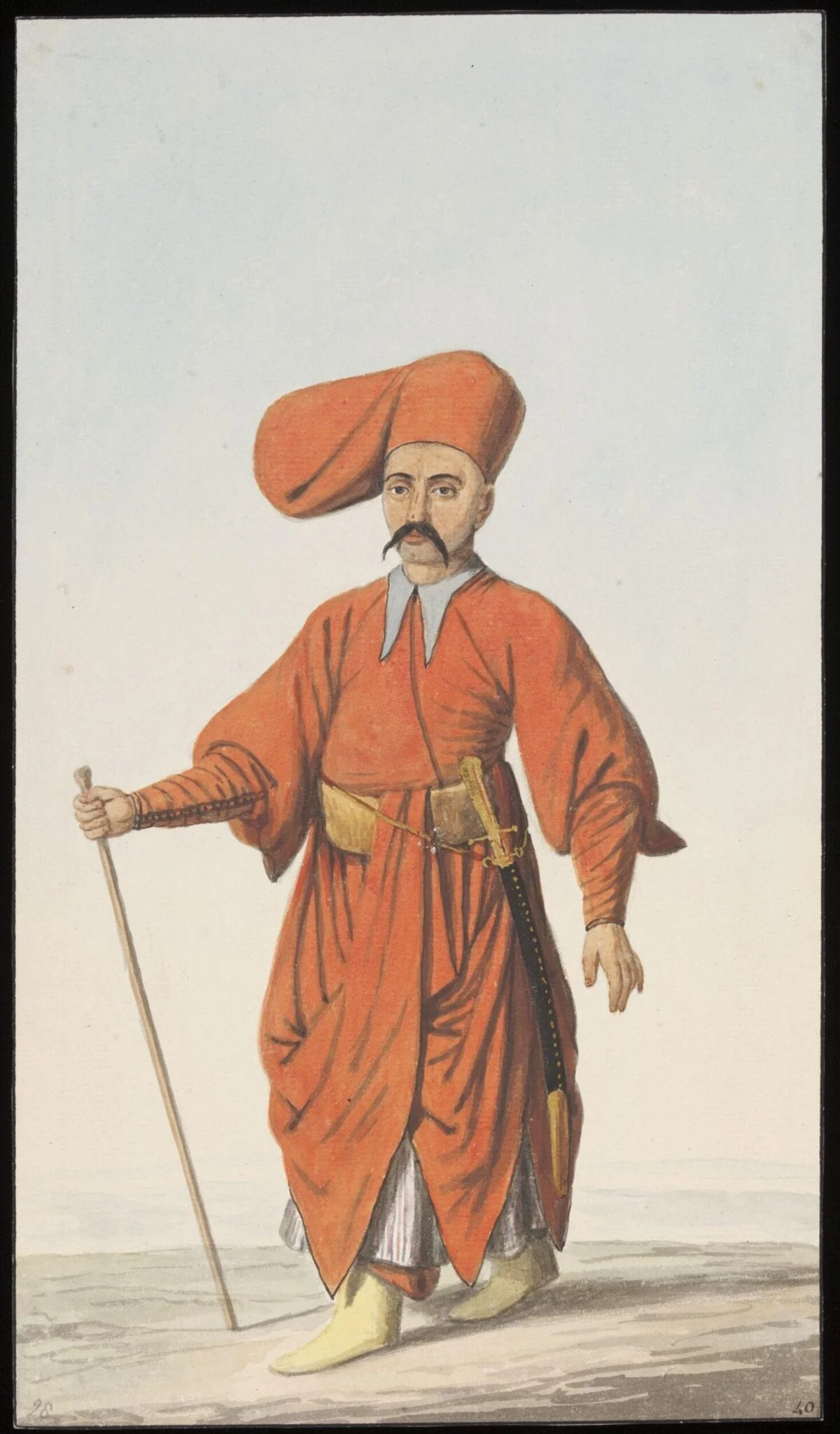 Bostanci, or Imperial Guard, by Anonymous Greek artist, watercolor, 1809