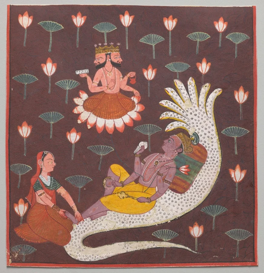Vishnu on Ananta, the Endless Serpent, by Unknown, unspecified, 1700