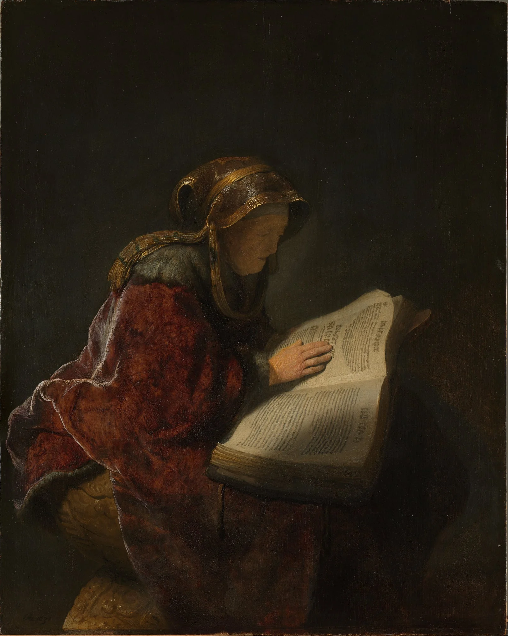Old Woman Reading, Probably the Prophetess Anna, by Unknown, unspecified, 1631