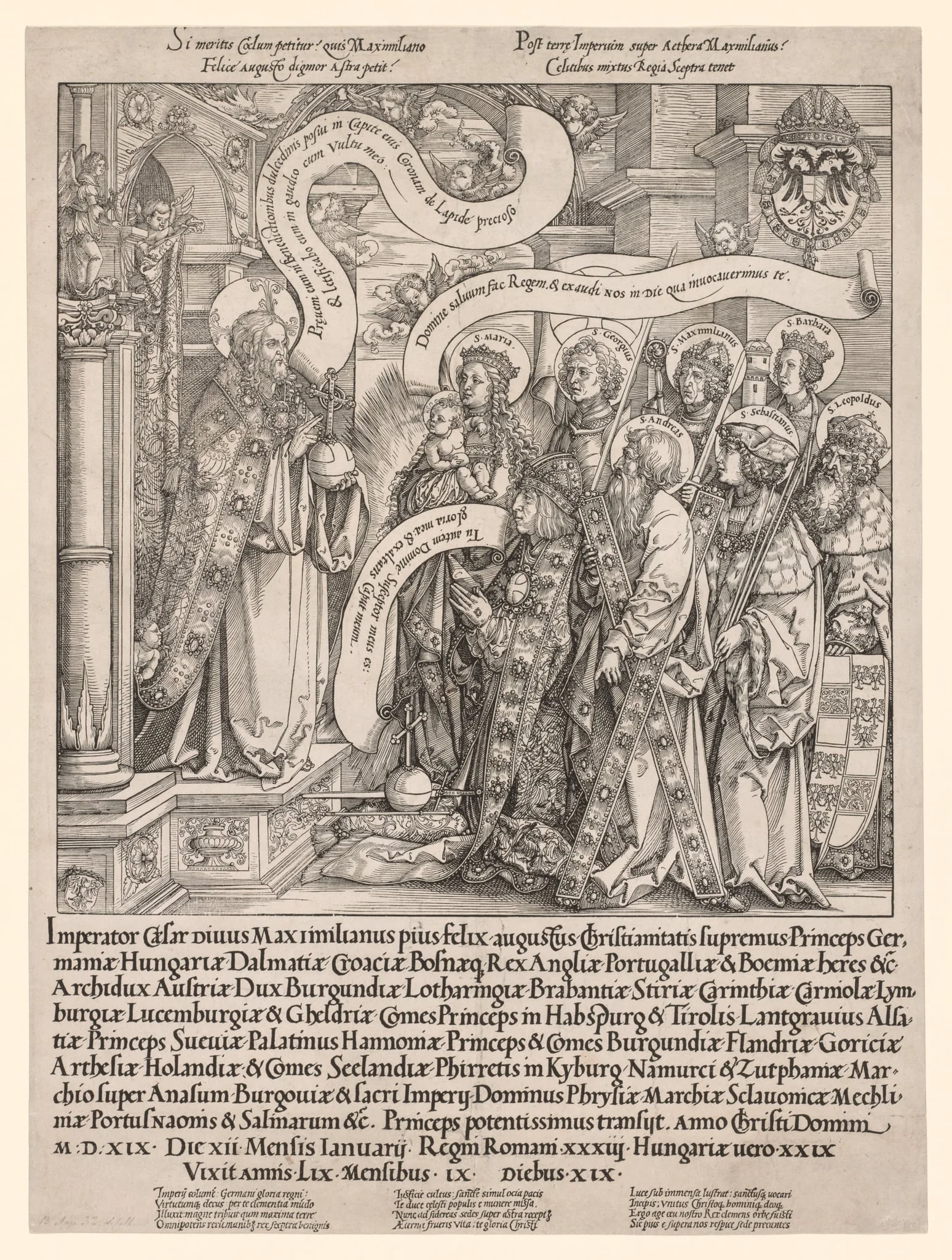 The Emperor Maximilian Presented by His Patron Saints to the Almighty, by Hans Springinklee, 1519