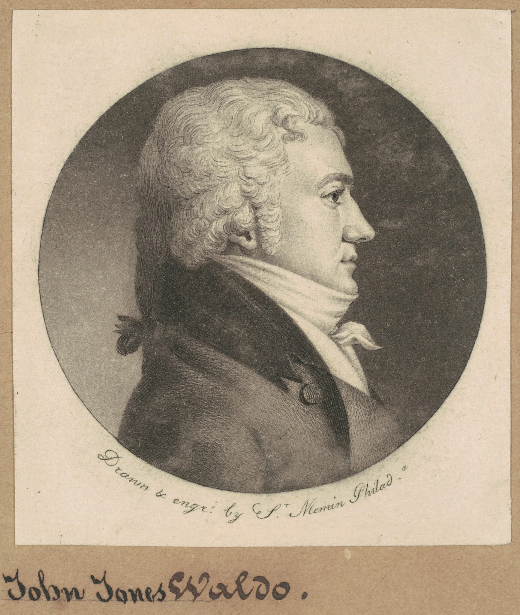 John Jones Waldo, by Charles Balthazar Julien Févret de Saint-Mémin, ink, 1800