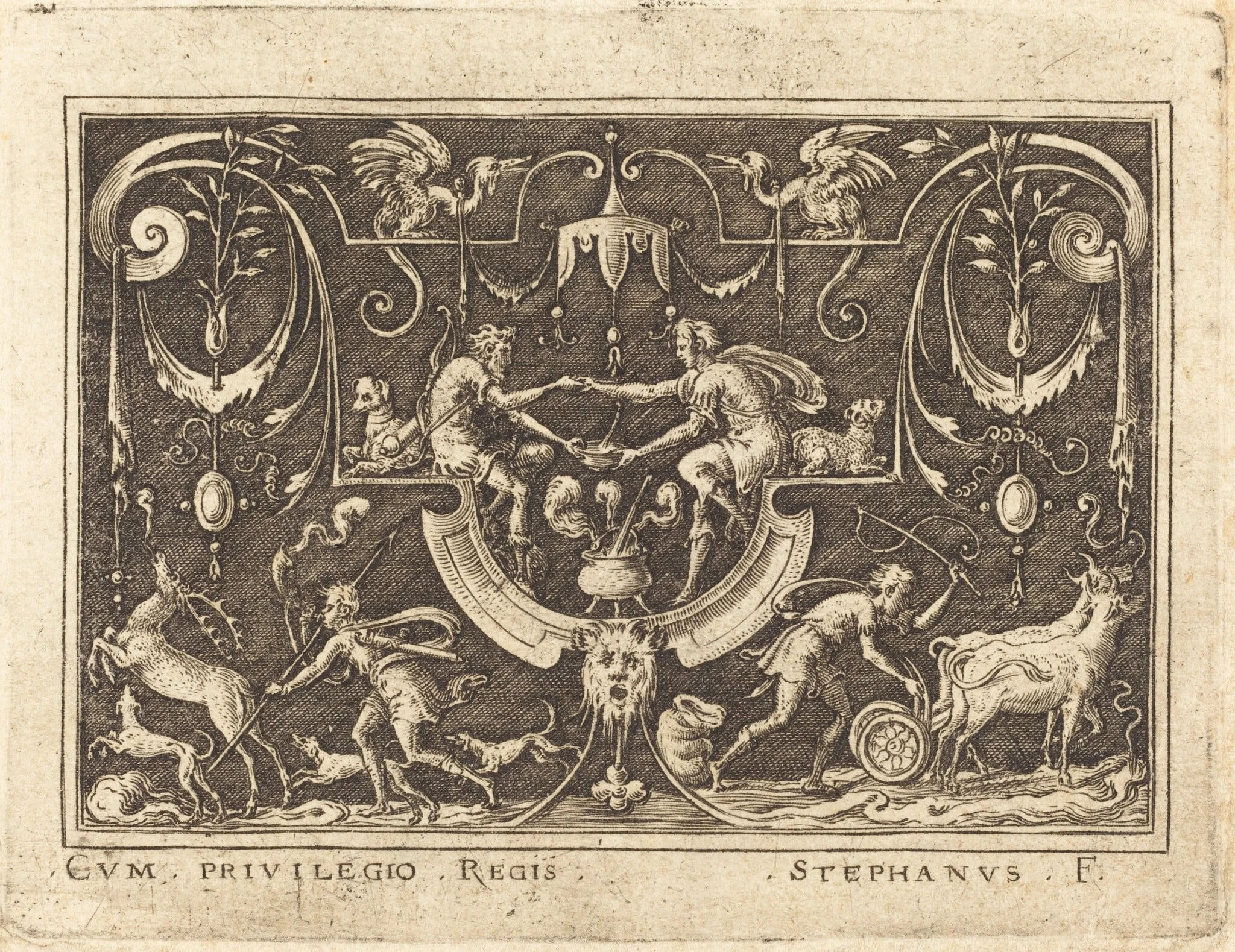 Essau Selling his Birthright, by Etienne Delaune, ink, 1551