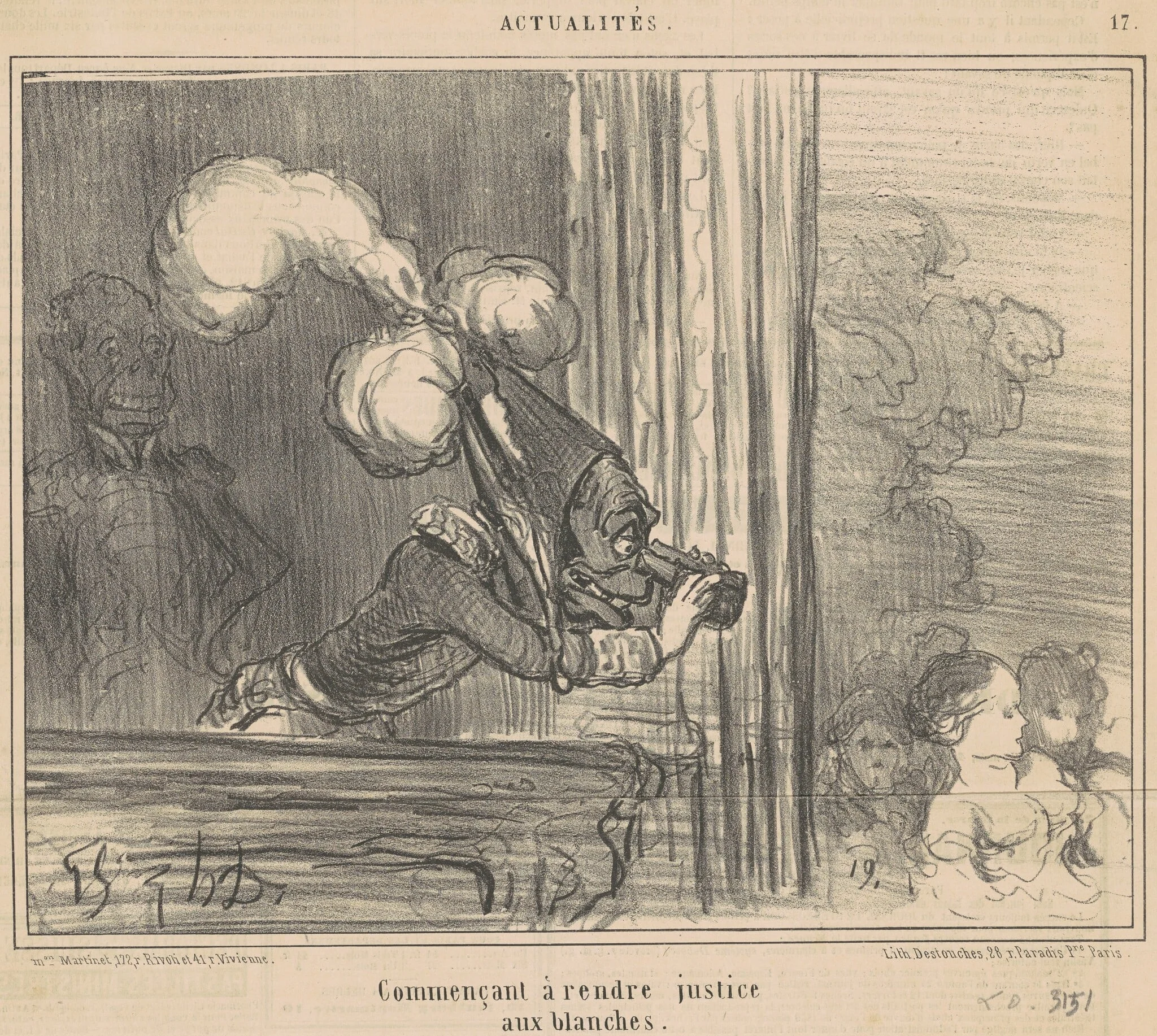 Commençant a rendre justice aux blanches, by Honoré Daumier, ink, 1859