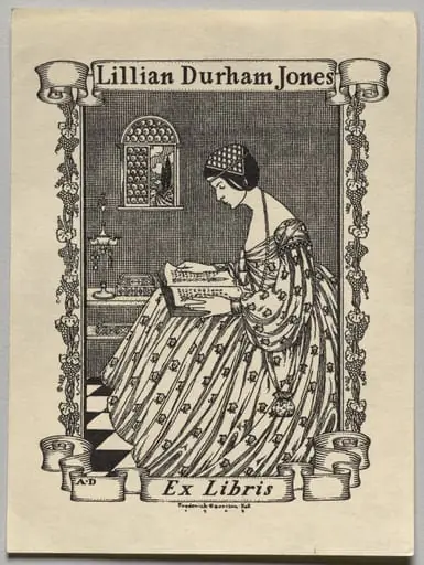 Bookplate:  Lillian Durham Jones, Ex Libris inscribed