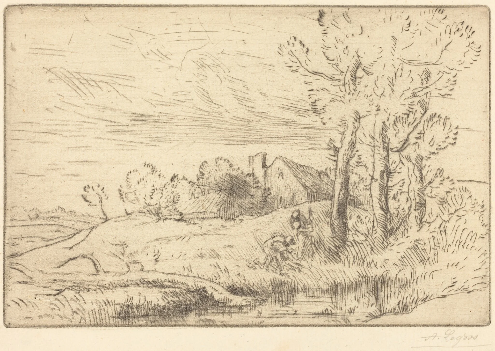 The House of the Well (La maison du puits), by Alphonse Legros, ink, 1874