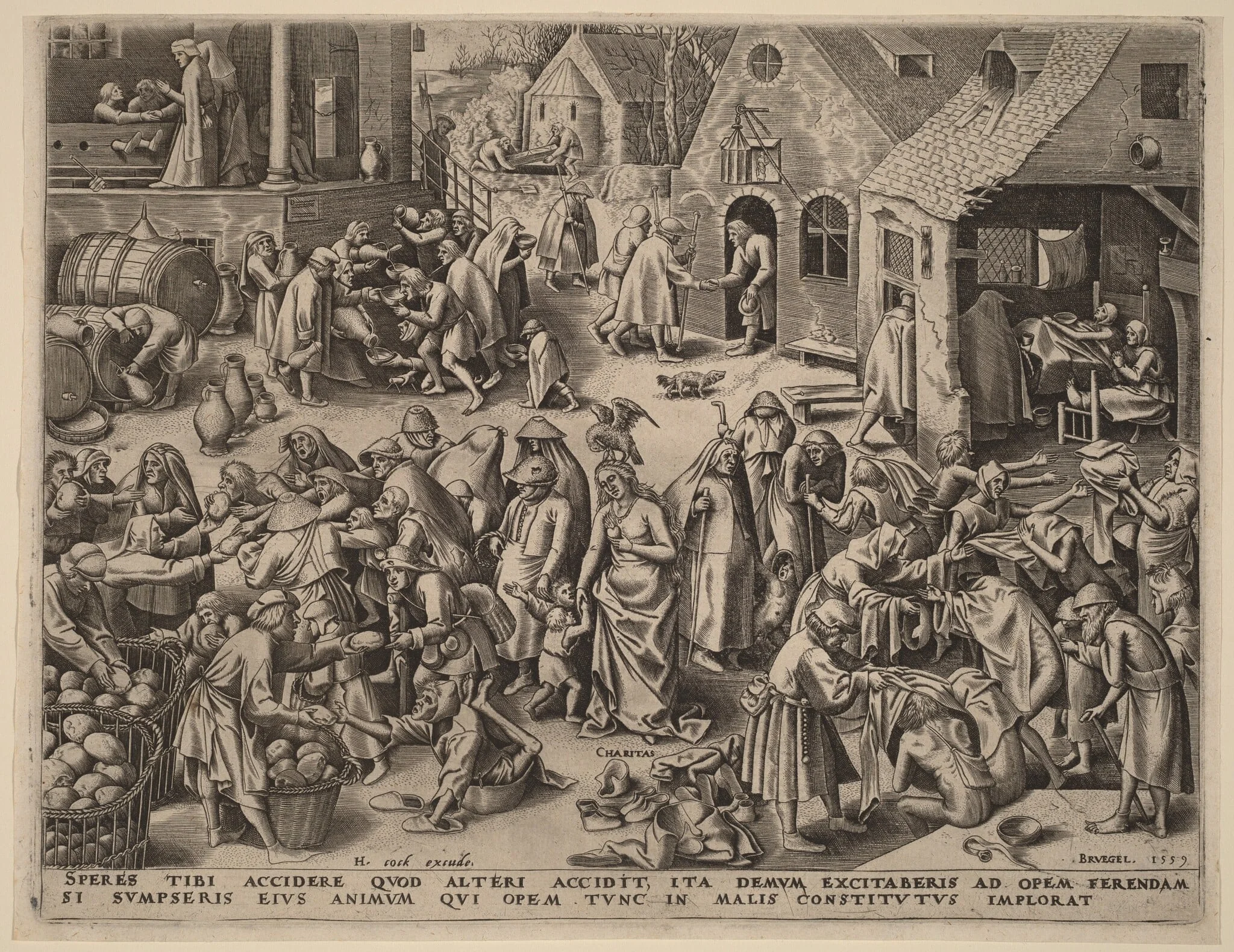 Charity, by Philip Galle, ink, 1559