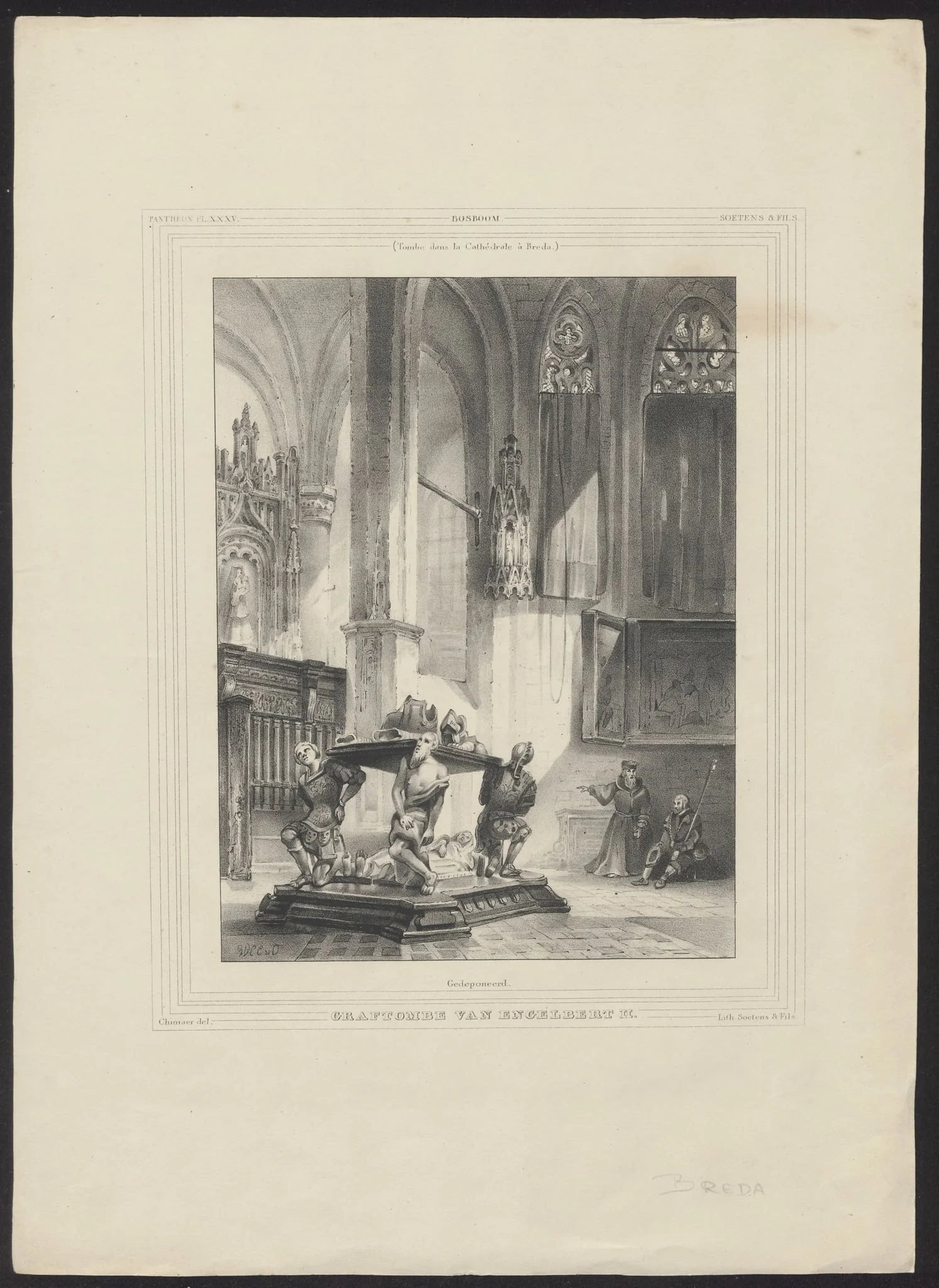 View of the grave monument of Engelbert II in Breda, by Wilhelmus Cornelius, Chimaer van Oudendorp, 1857