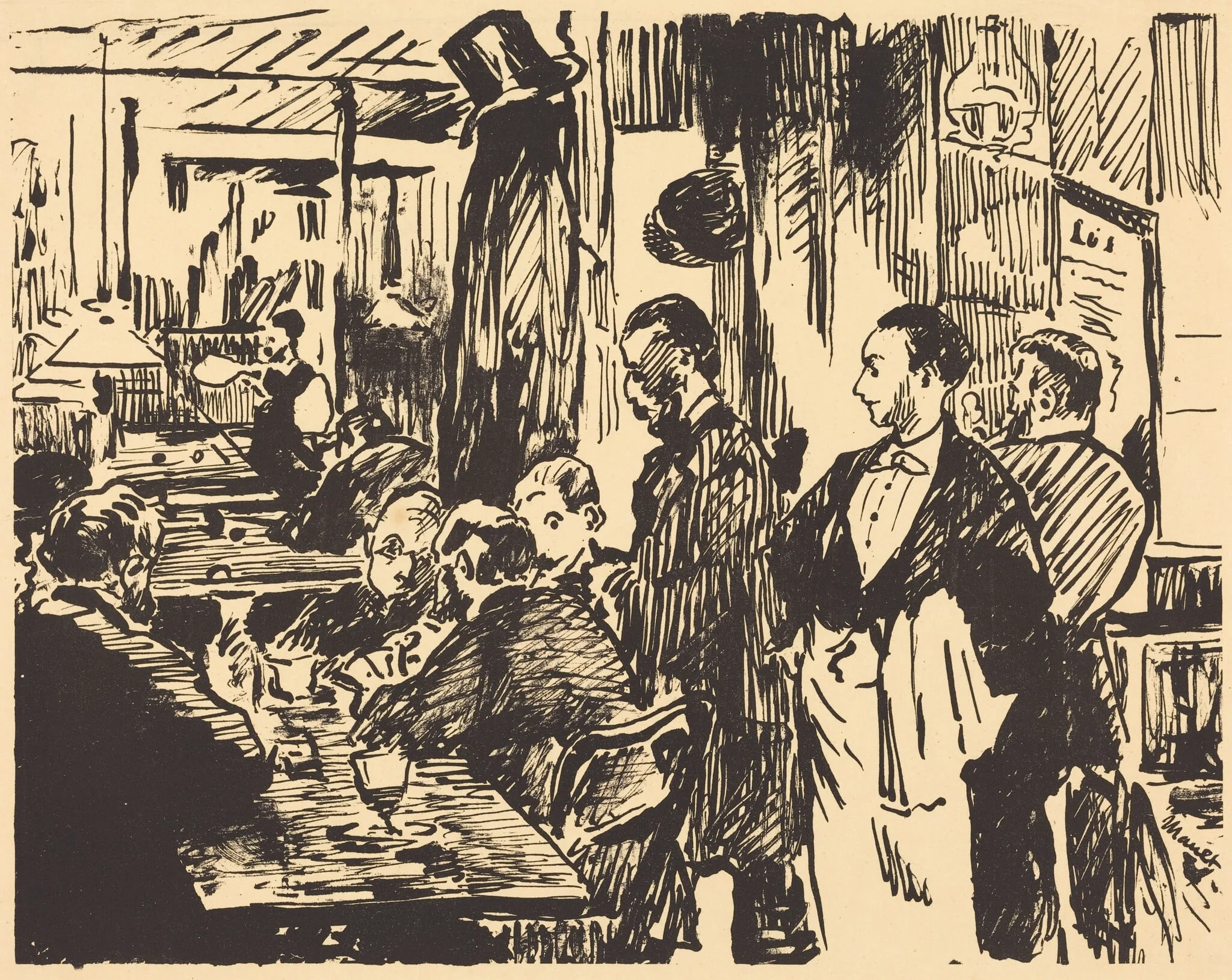 At the Café (Au café), by Edouard Manet, ink, 1869