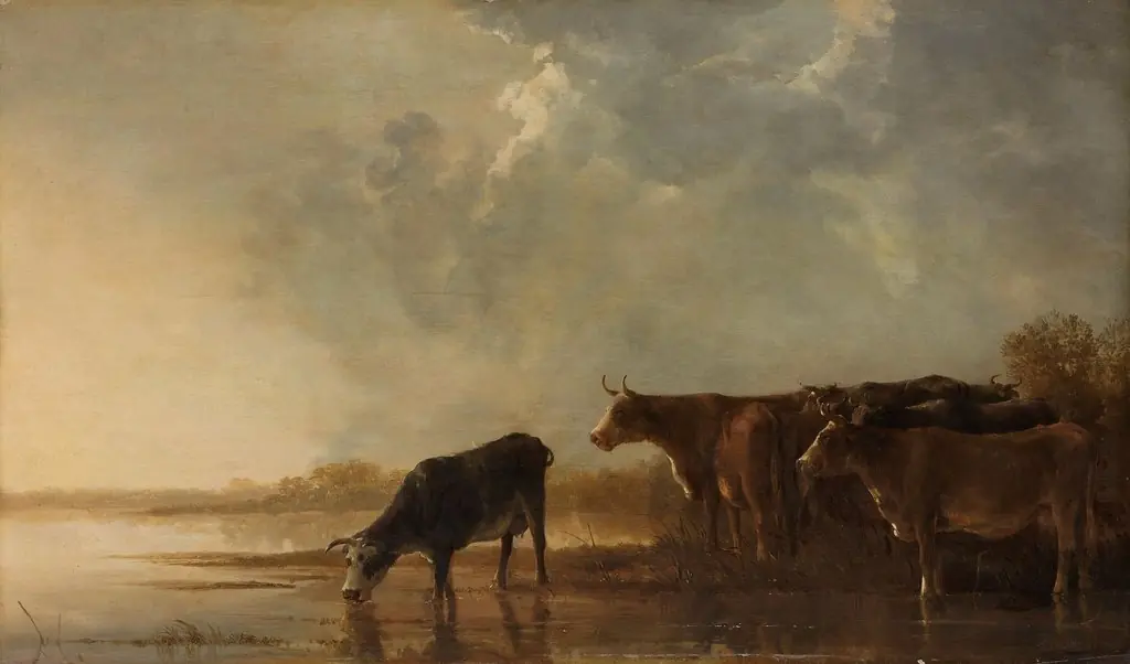 River landscape with cows
