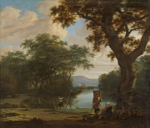 Landscape with Fisherman with a square Net