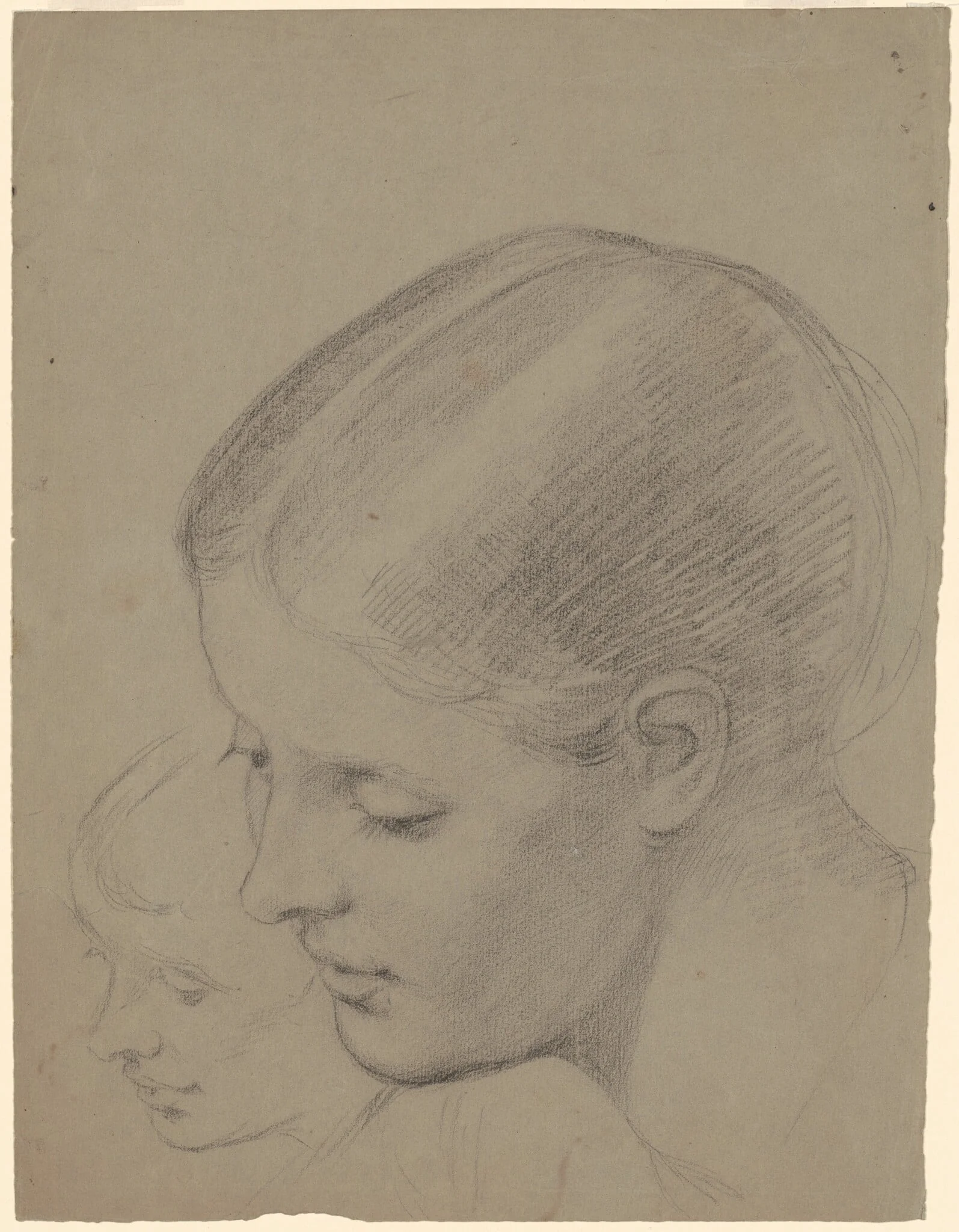 Studies of a Female Head [recto], by Perry, Enoch Wood, Jr., charcoal, 1860