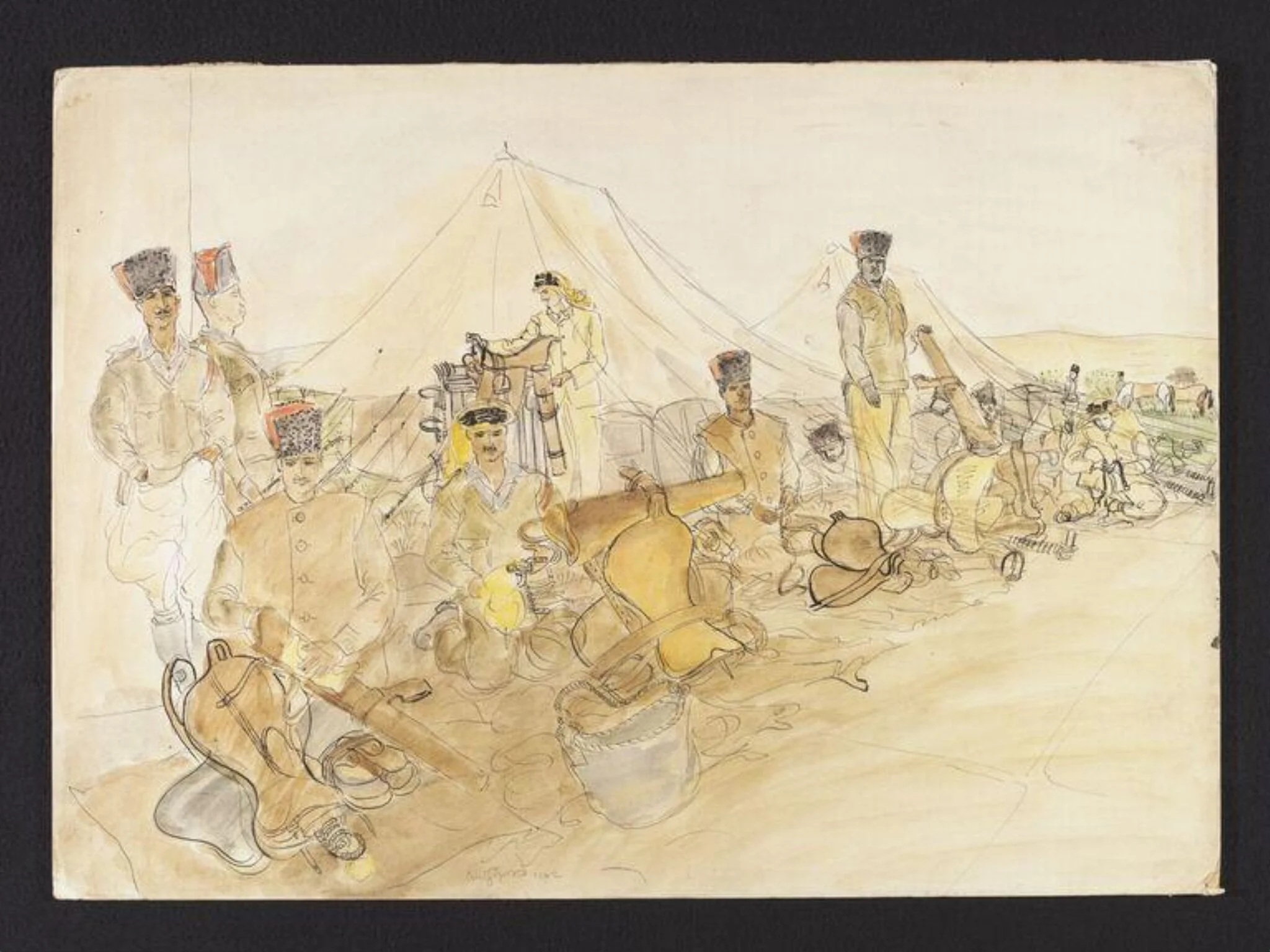 Eillat Transjordan Frontier Force or British Druze Regiment (Palestine), by [Imre] Anthony Sandor Gross, watercolor, 1942
