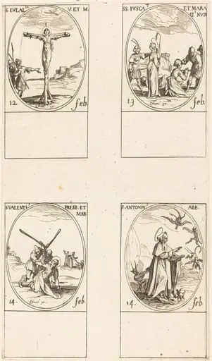 St. Eulalia; St. Fusca and Maura; St. Valentine; St. Anthony