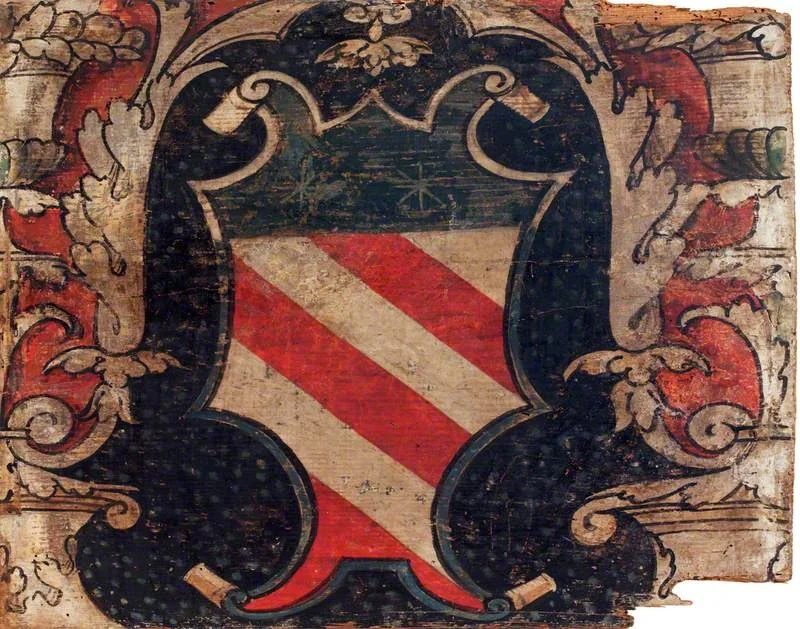 Shield with a Coat of Arms (one of 29 painted panels from a frieze)