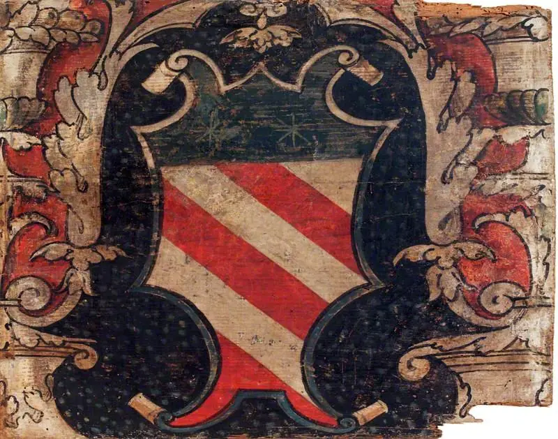 Shield with a Coat of Arms (one of 29 painted panels from a frieze)