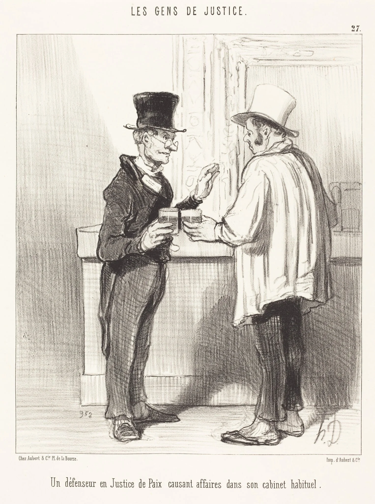 Un Défenseur... causant... dans son cabinet habituel, by Honoré Daumier, ink, 1846