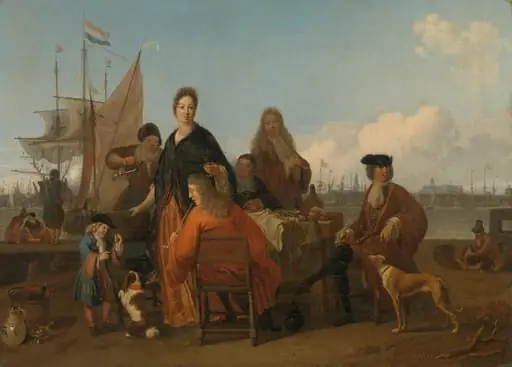 The Bakhuysen and de Hooghe Families dining at the Mosselsteiger (Mussel Pier) on the Y, Amsterdam