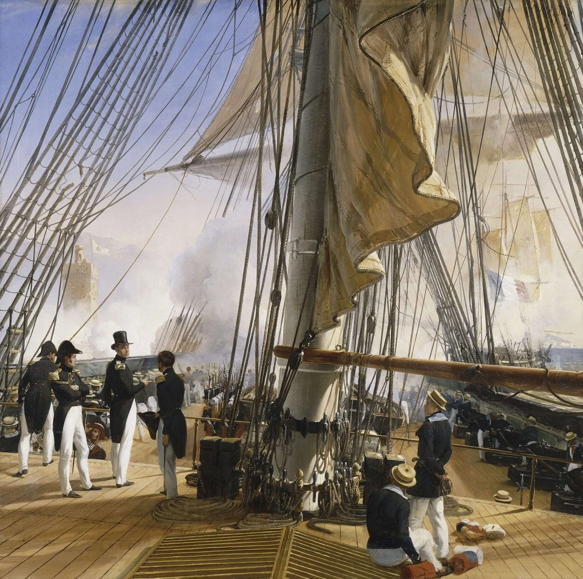 The French fleet forcing the entrance of Tagus River. 11 July 1831., by Horace Vernet, oil, 1840